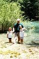 Stephanie, Marty and Gretchen standing in the 40 degree Kings River